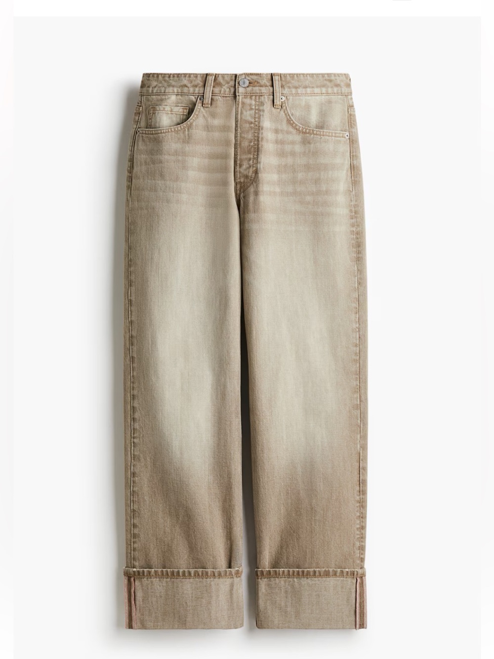H&M Relaxed Straight Jeans in Light Beige